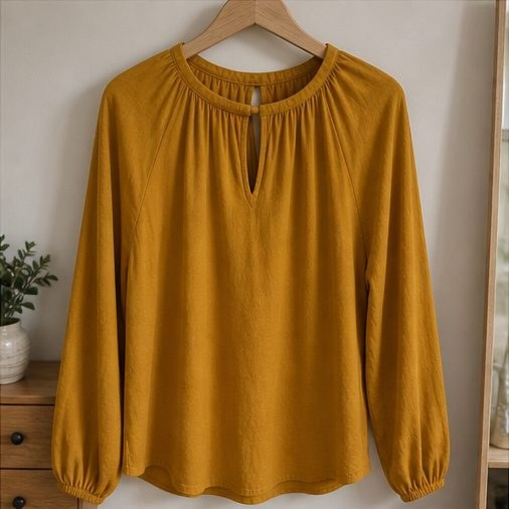 Navy Tie Neck Blouse